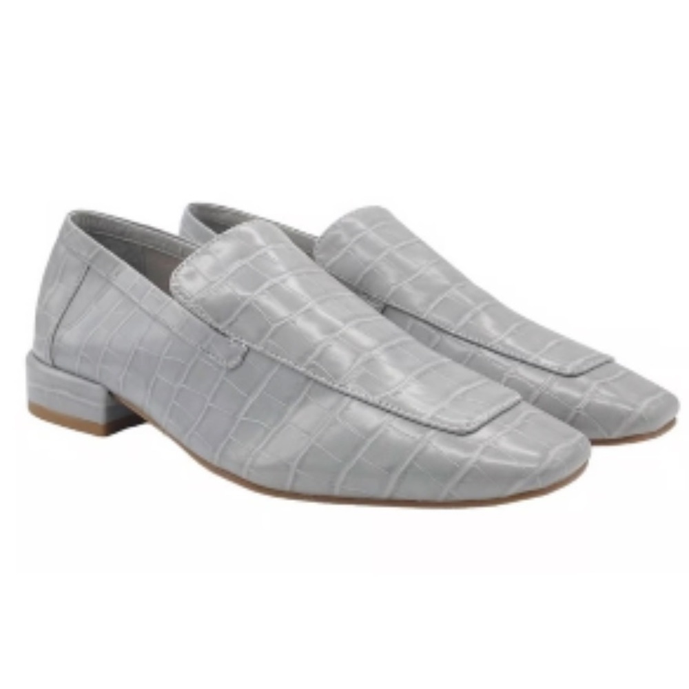 NEW JEFFREY CAMPBELL MARKO CROC EMBOSSED LOAFER IN GREY CROC SIZE 10 - Picture 3 of 16